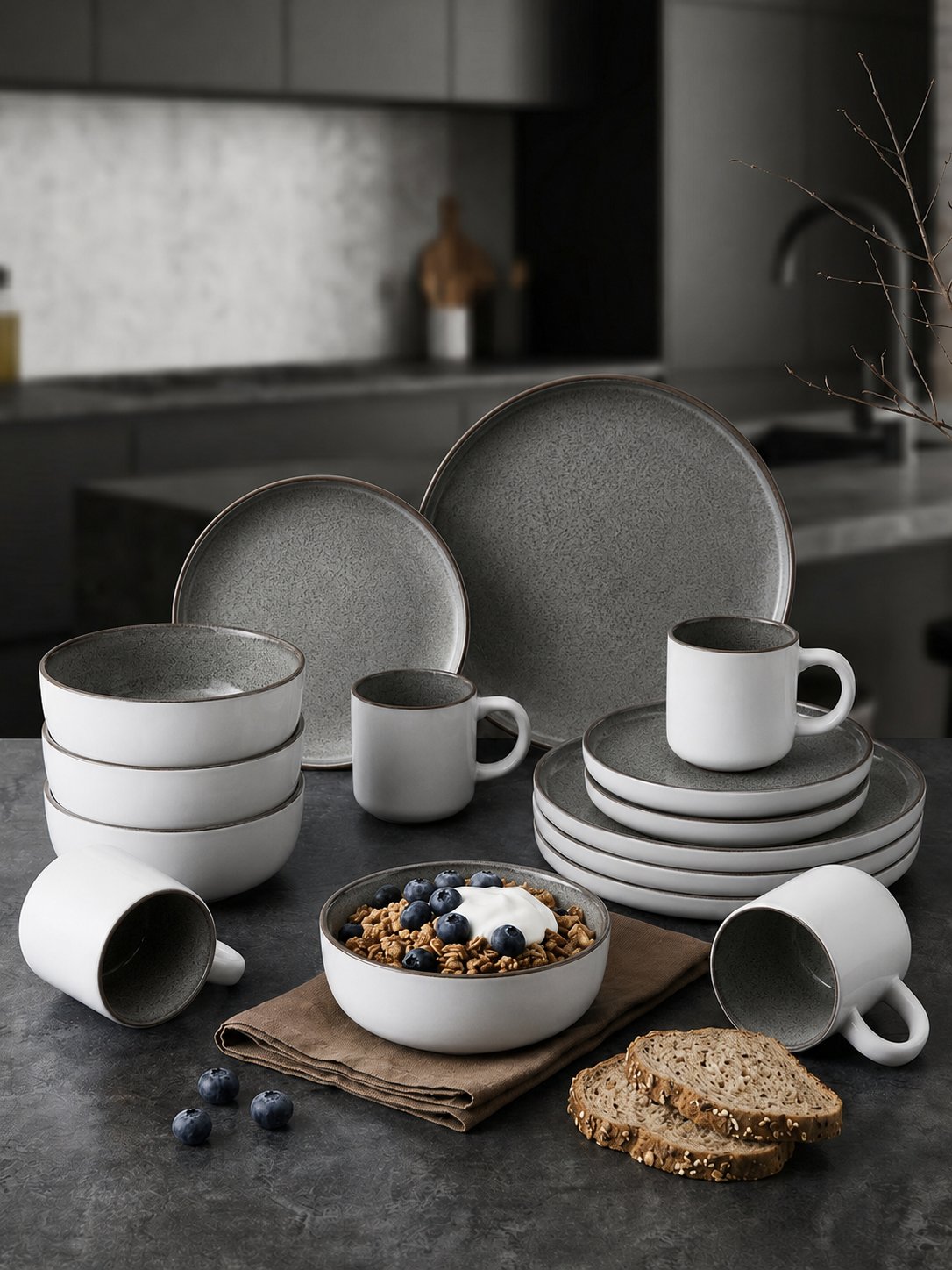 Коллекция Oula Grey White - двухцветная серо-белая керамика