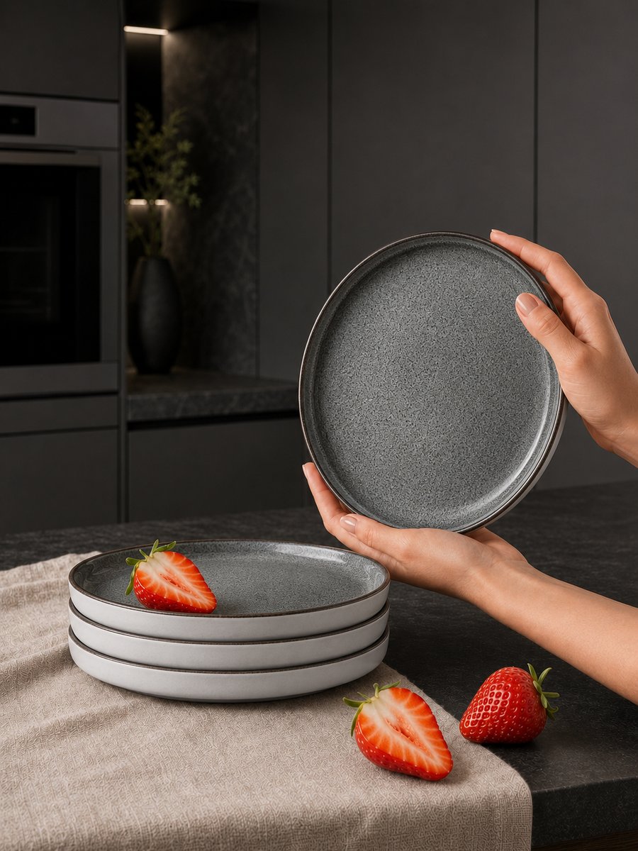 MÜGE Oula Grey White dinner plate