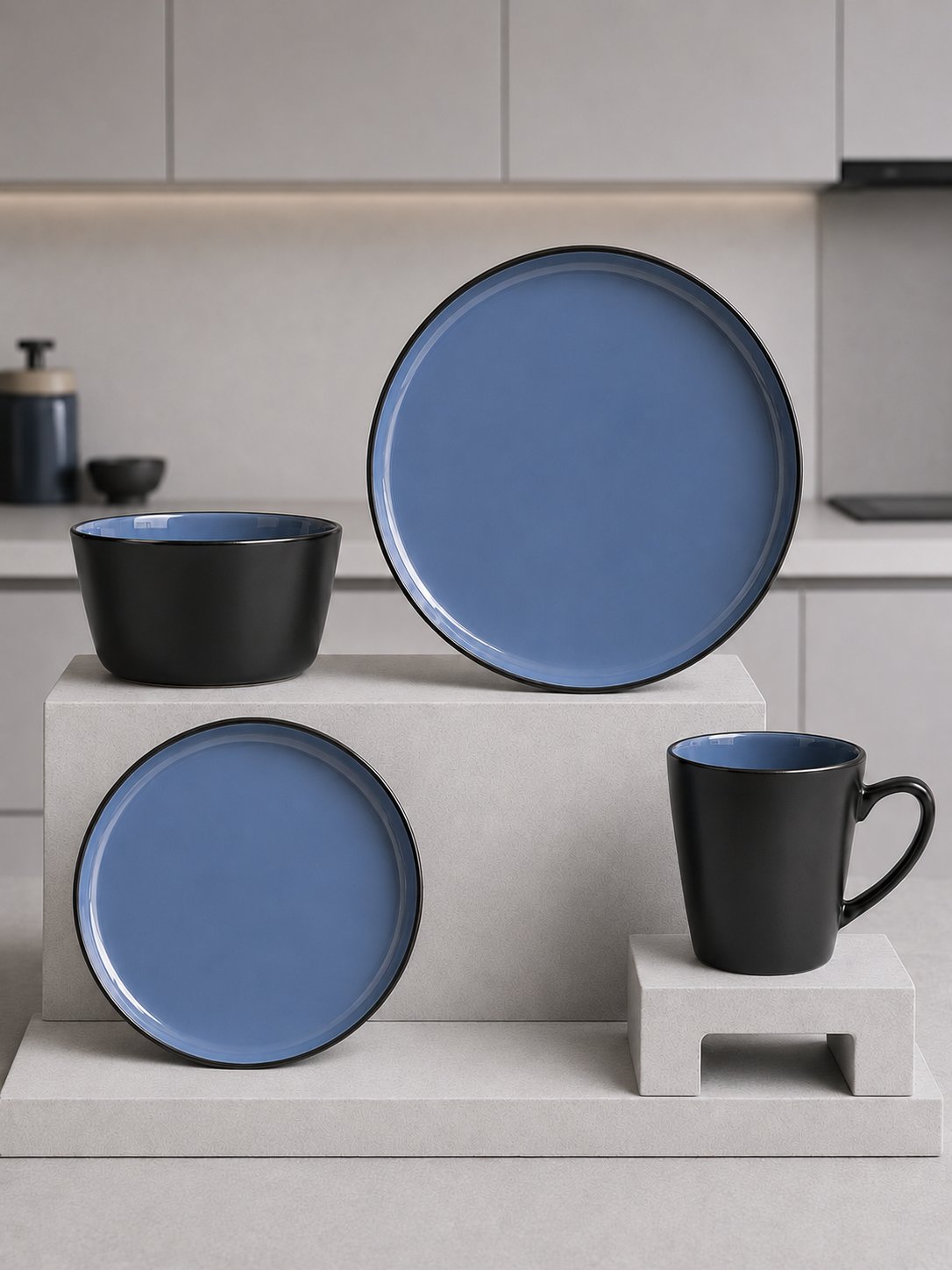 MÜGE Oula Matte Blue set - 16 pieces for 4 people