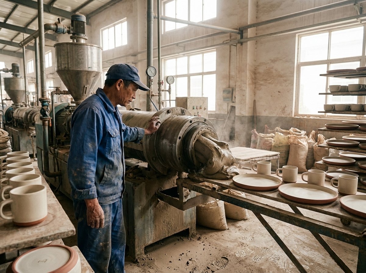 Подготовка массы: промышленные смесители доводят каменную массу до однородной плотности